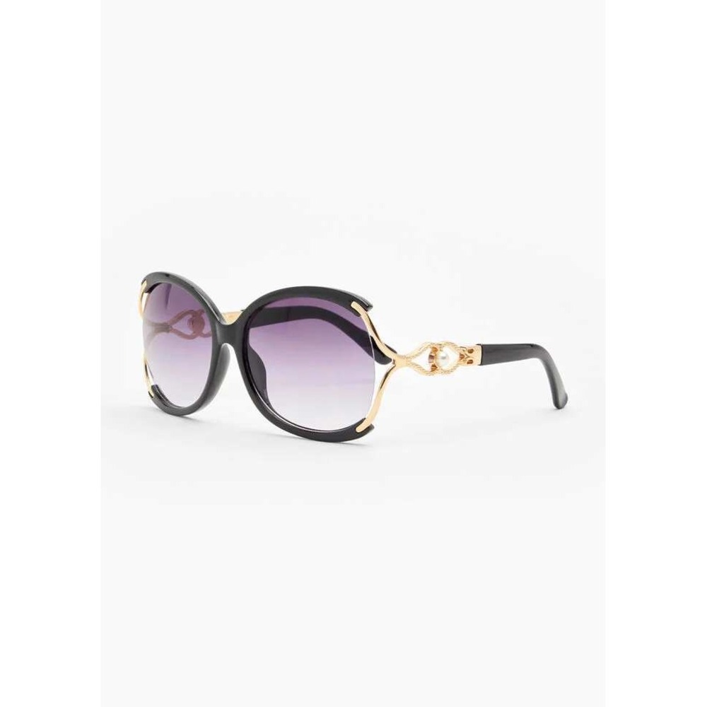 Sunglasses‎ Womens OS Black New BVAGSS Oversized Gold Filigree Pearl Detail Case
